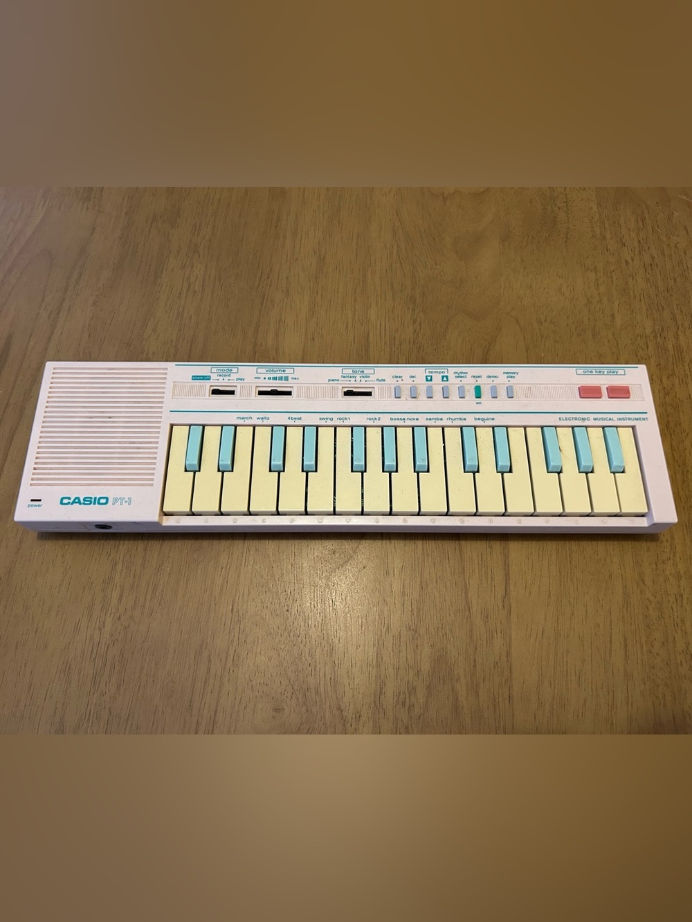 Casio PT-1 Vintage Keyboard Piano Pastel Pink and Mint